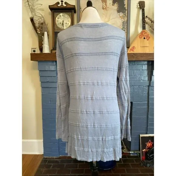 Soft Surroundings XL LINEN Vicose Gauze Cardigan Duster Light Blue Button Up - Picture 4 of 13